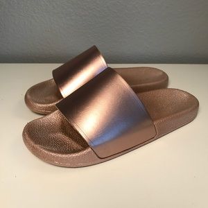 Rose Gold Metallic Slides